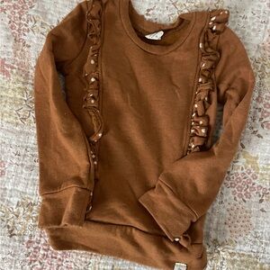Brown Ruffled Kids Sweatshirt